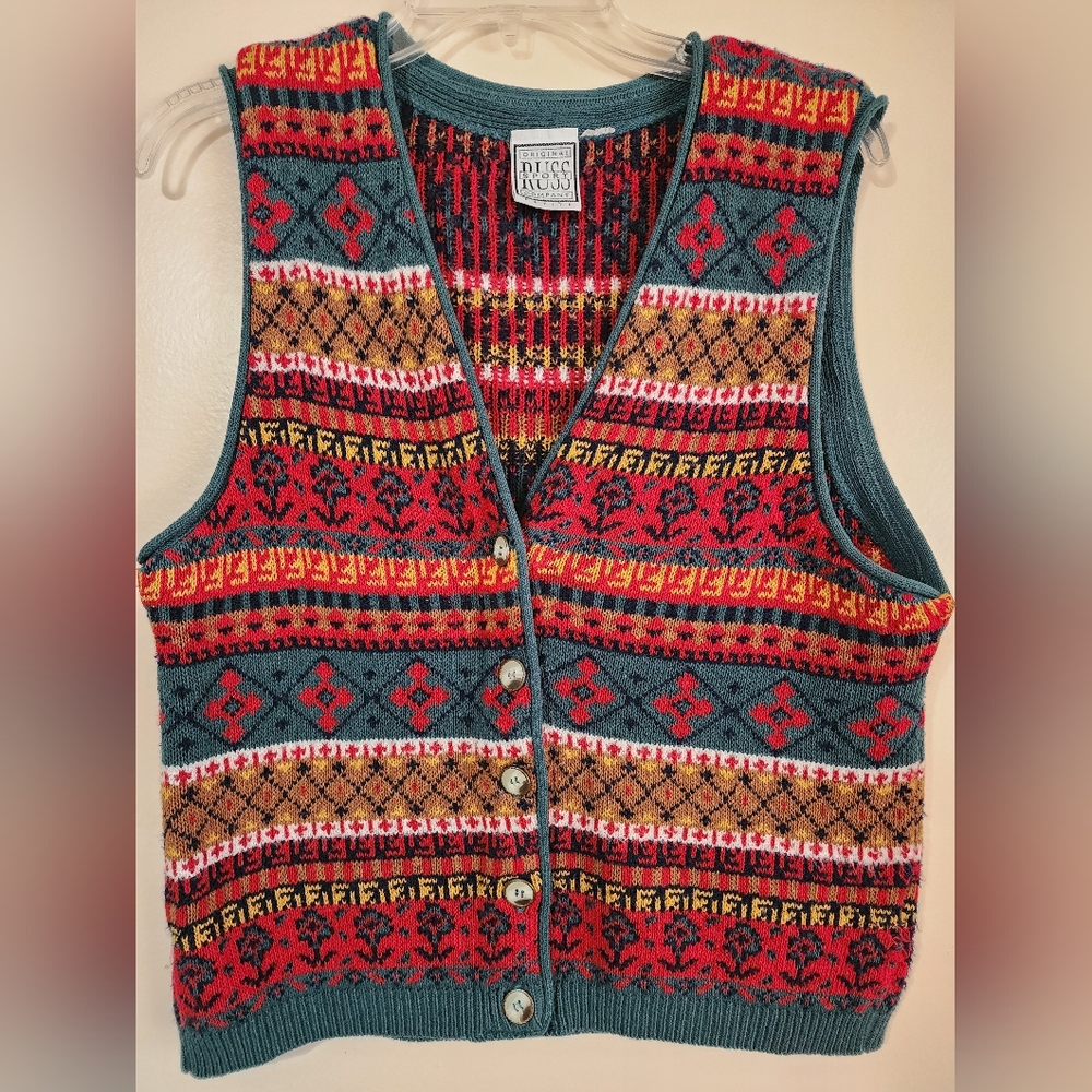 Colorful Patterned Knit Vest - Picture 4 of 5